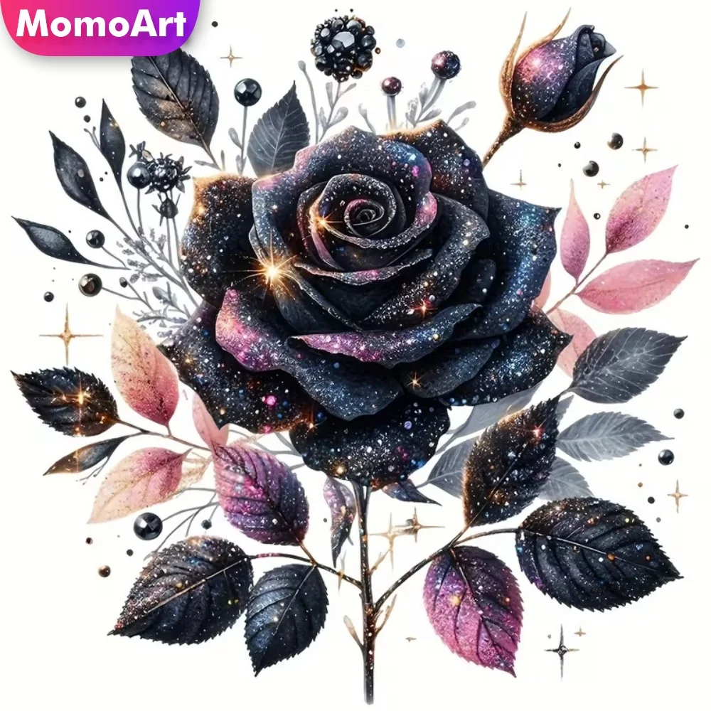 Momoart Diamant-Mosaik mit Blumen-Rosen-Muster für Erwachsene und Anfänger, Diamantmalerei, DIY-Kreuzstich-Set, Wandkunst für Zuhause und Schlafzimmer