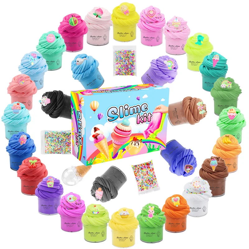 

30Pcs 30ml Slime Cotton Mud Puff Gum Toy Color Clay Set Butter/Cloud Mud Toy Color Rainbow Clay Set Soft and Non Stick Toy