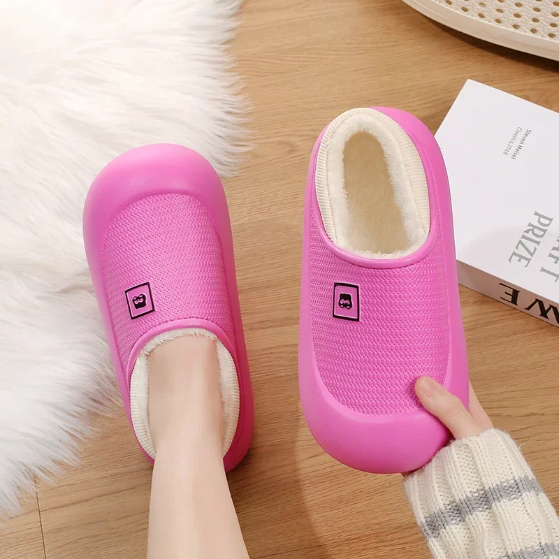 

Winter Women Shoes Warm Shoes Plush Lining Indoor Cotton Slippers Concise Platform Outdoor Shoes House Waterproof Home Slippers