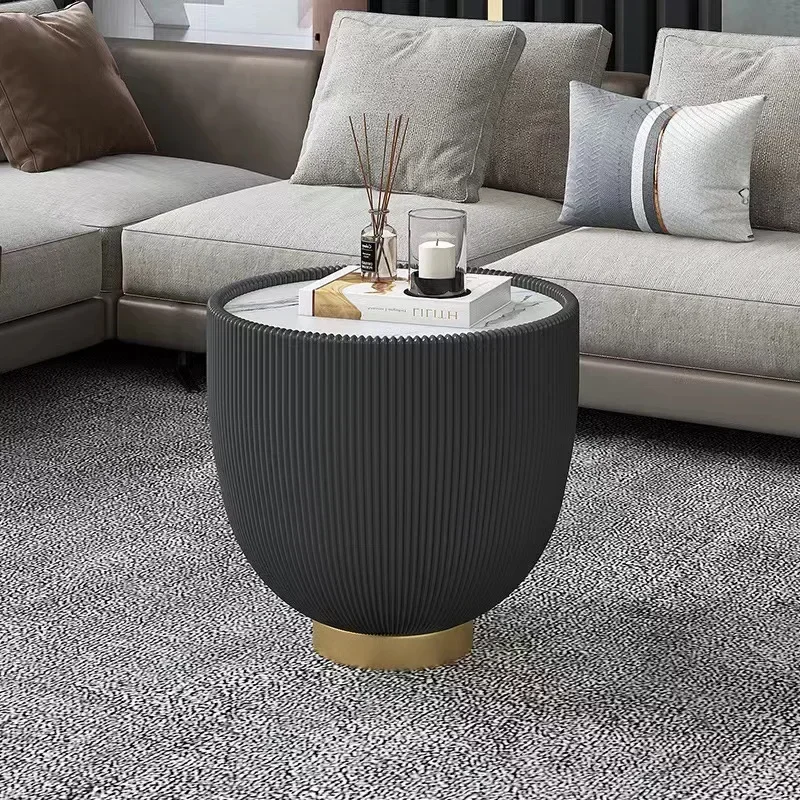 Mesas de centro minimalistas y modernas de lujo para sala de estar, mesa auxiliar de sofá de diseño creativo, mesa central redonda de tablero de roca, muebles