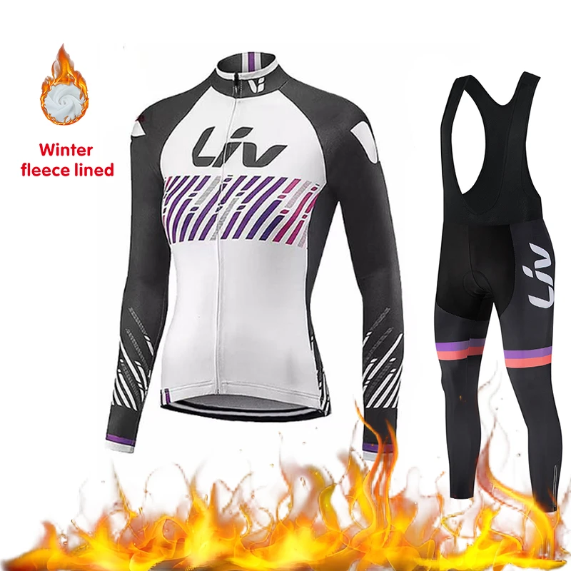 

LIV зимний велосипедный трикотаж, велосипедный нагрудник, губчатая подушка, женский комплект спортивной одежды для шоссейного велоспорта, комплект ветрозащитной и плюшевой велосипедной куртки