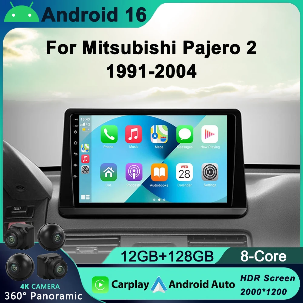 

Android 16 2din Car Radio For Mitsubishi Pajero Montero V31 Cheetah Kingbox Video Multimedia 9" with 2.5D Touch screen WIFI