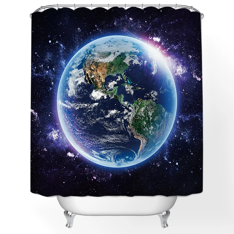 Funny Shower Curtains Bathroom Curtain with Hooks Decor Waterproof Earth 3d Bath 180*180cm Creative Personality Shower Curtain