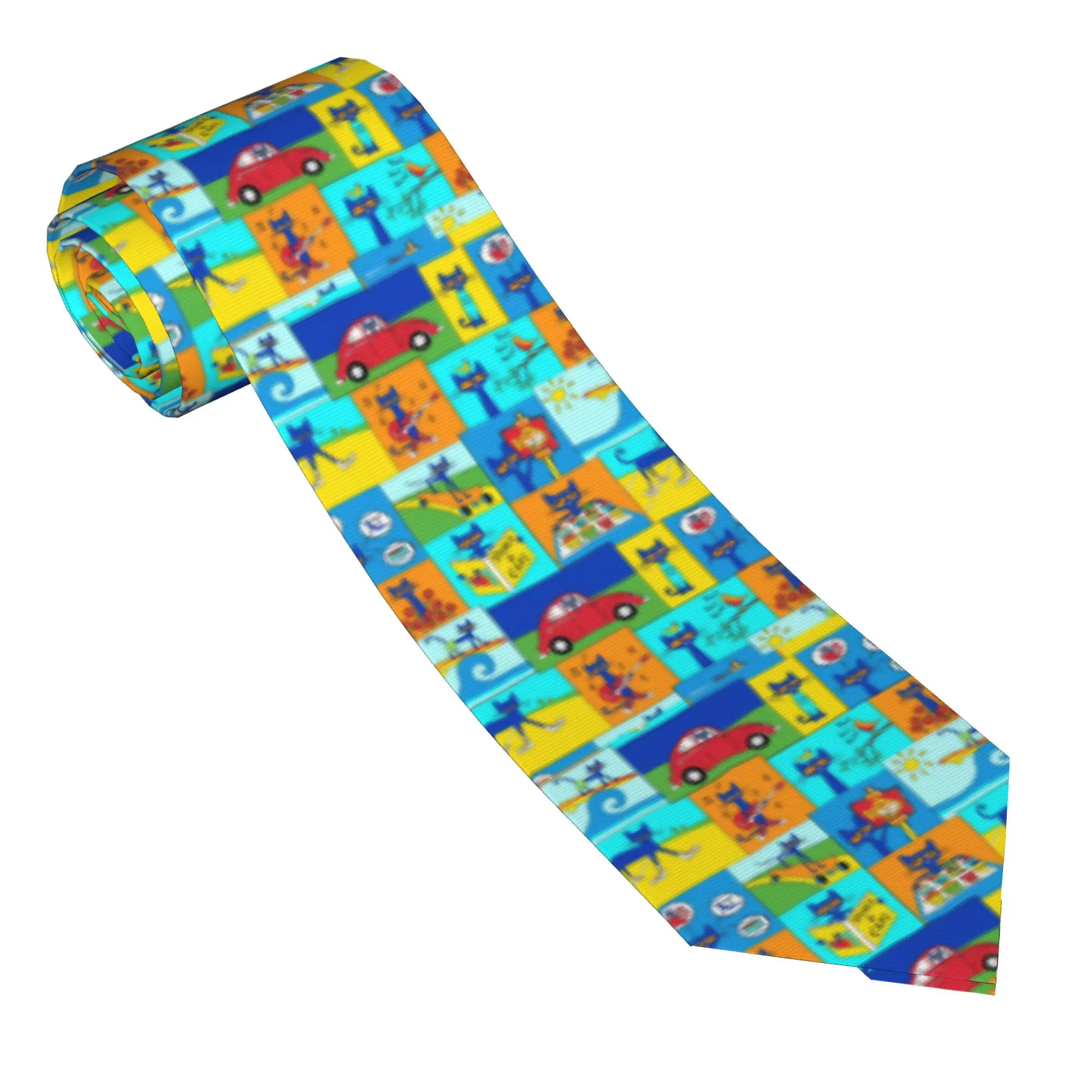 Pete the Cat  Neckties Unisex 8 cm Groovy Kitten Neck Ties for Mens Casual Daily Wear Gravatas Wedding Accessories Business