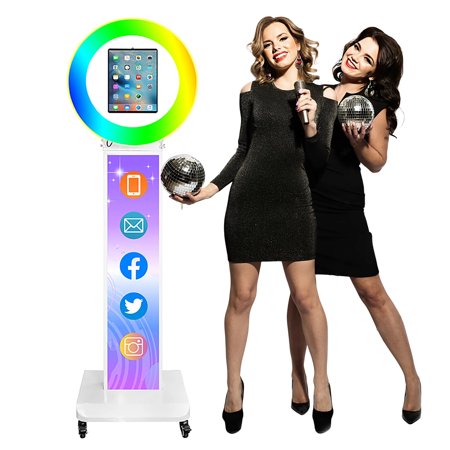

Photo Booth Machine Stand for iPad with RGB Ring Lights Selfie iPad Photobooth Shell for Rental Business Christmas
