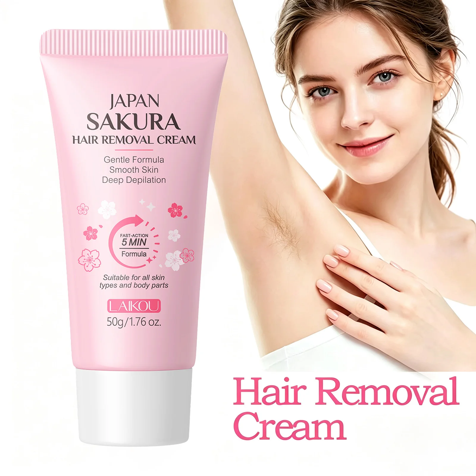 LAIKOU Sakura Hair Removal Cream Gentle Painless For Sensitive Skin Leg Underarm Bikini Smooth Body Hair Remover 50g Daily Care