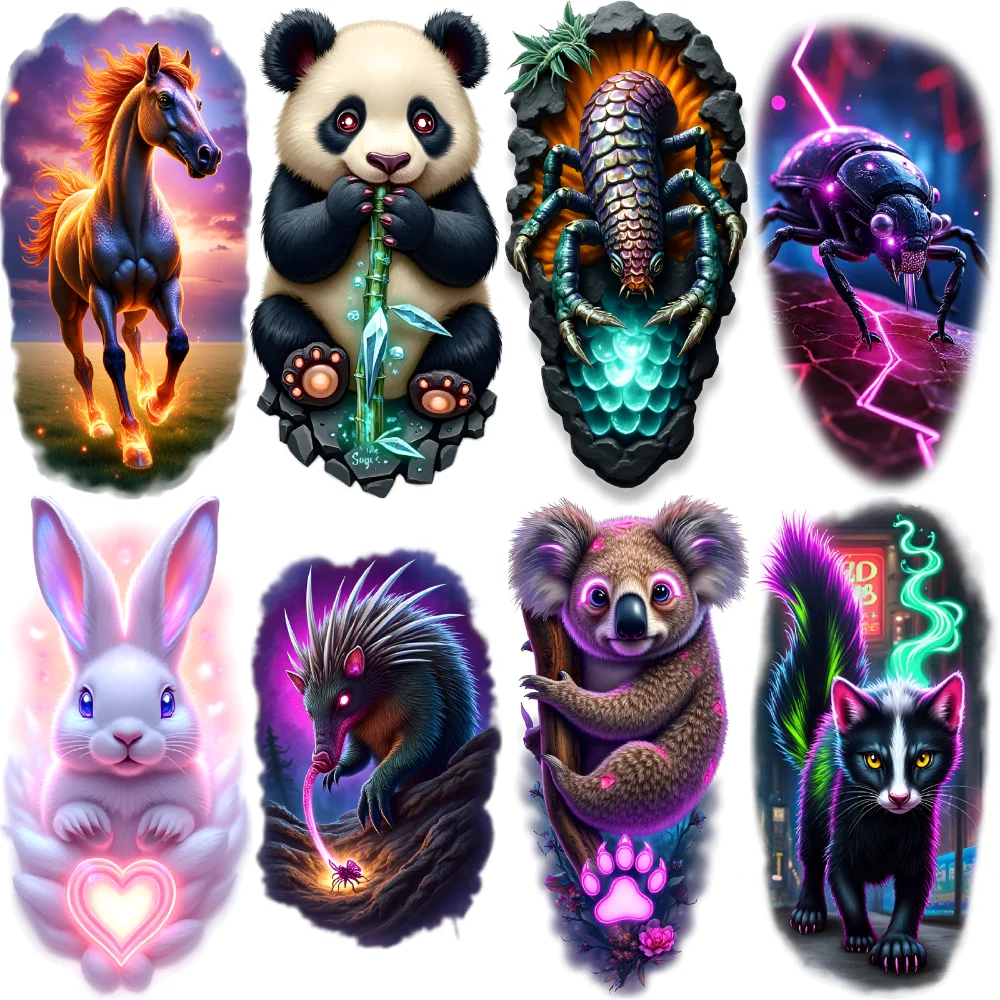 

3pcs Temporary Tattoo Scorpion Realistic Temporary Tattoos Wombat Panda Colorful Realism Horse For Adults Arms Thighs