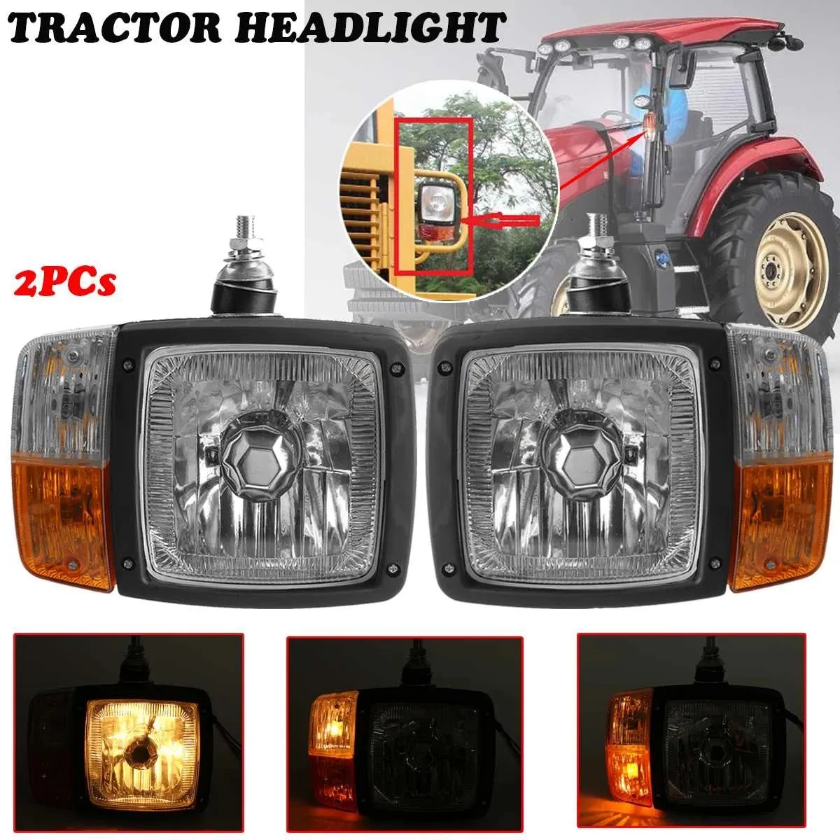 Tractor Trailer Headlights 24V Turn Signal Indicator Lamp Worklight For Excavator JCB Telehandler Loader Forklift-N25R