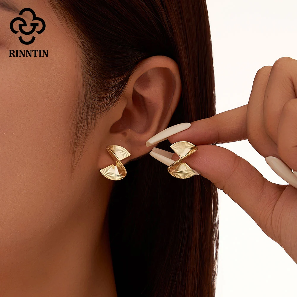 Rinntin 진짜 925 스털링 실버 귀여운 우아한 Bowknot 여성을위한 간단한 스터드 귀걸이 파인 쥬얼리 발렌타인 데이 선물 GAE03