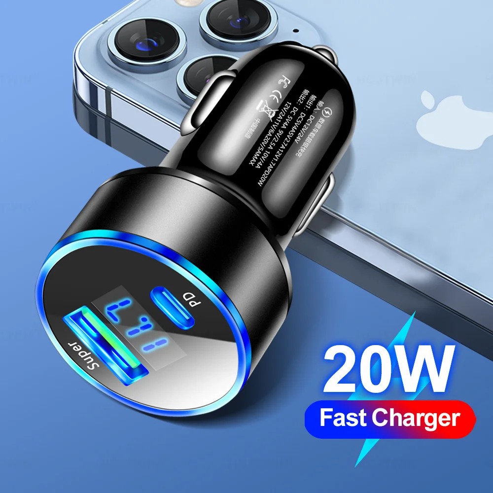 Cigarette Lighter Fast Charging 20w Car Charger Car Supplies Car Charger Adapter Type-c Phone Charger Car Accessories