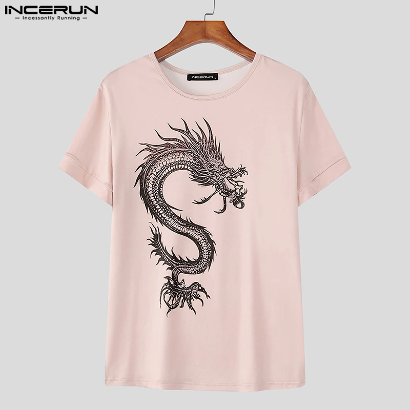

INCERUN Men T Shirt Printing O-neck Short Sleeve Summer Casual Male Tee Tops Streetwear 2025 Fashion Men Clothing Camisetas
