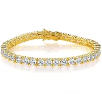 18K Gold Plated 3mm 4mm Tennis Bracelet Full Diamond 925 Silver Plated 18k Wedding Party Jewelry Bracelets for Women Man