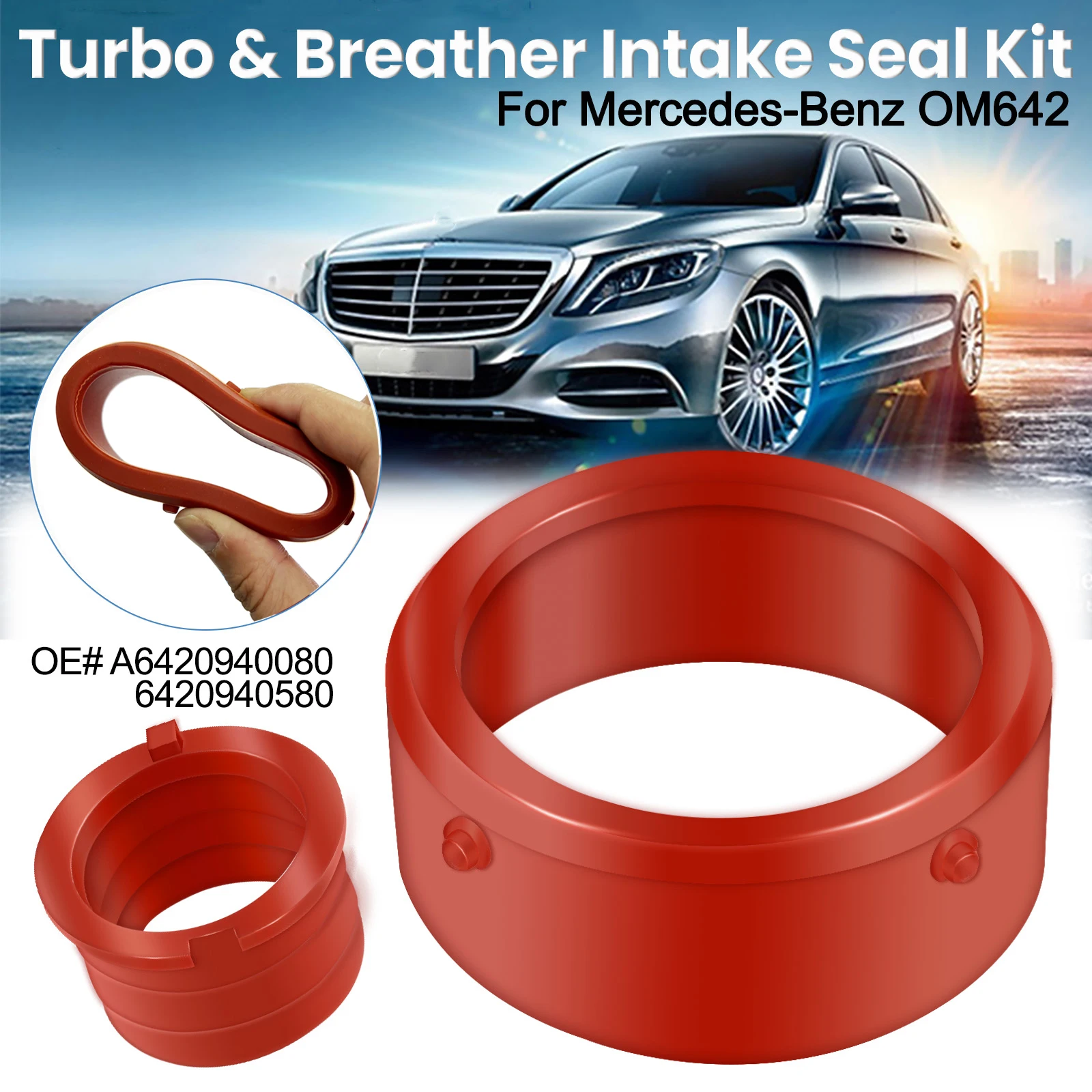 2 PCS For Mercedes Benz E320 E350 GL320 GL350 ML320 ML350 W164 Car Turbo Breather Intake Seal Kit OE# A6420940080 A6420940580