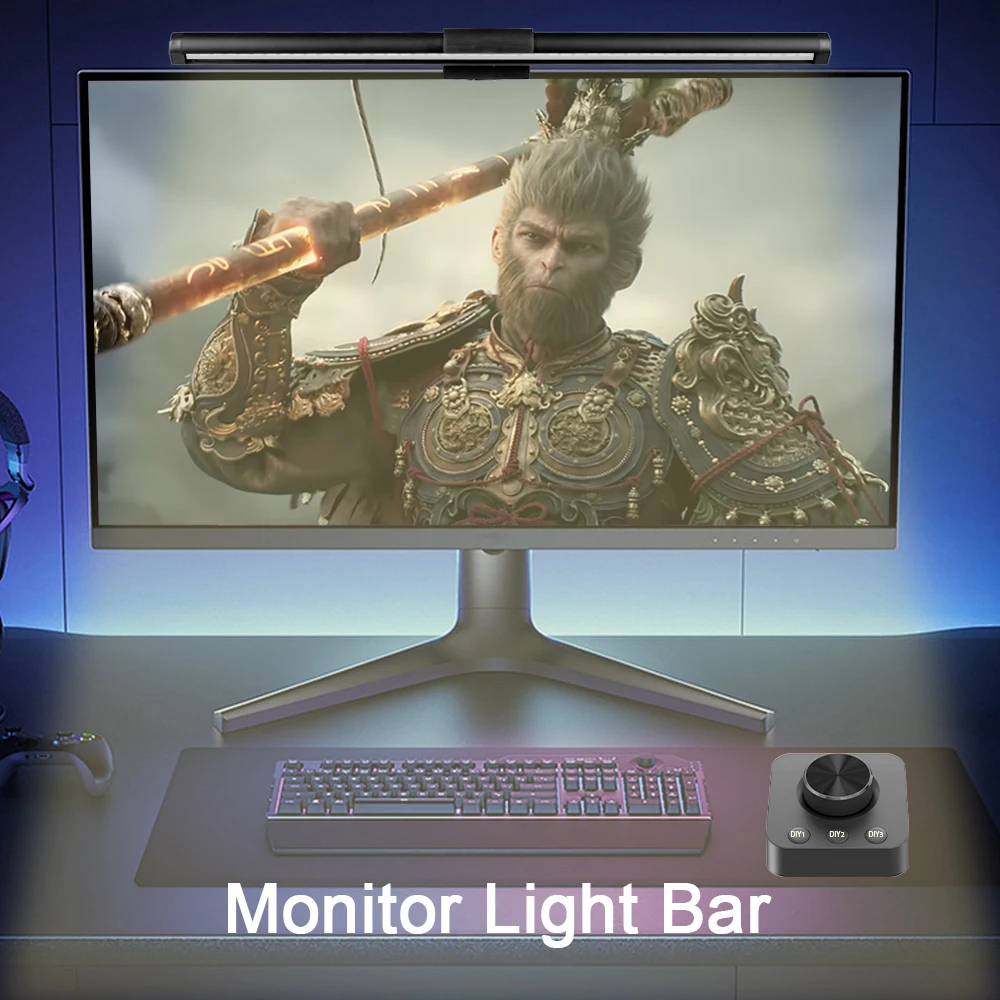 Wiscolor Monitor Light Bar Stepless Dimming Gaming Desktop Lighting with Remote Control Eye Protection USB Reading Light 44cm