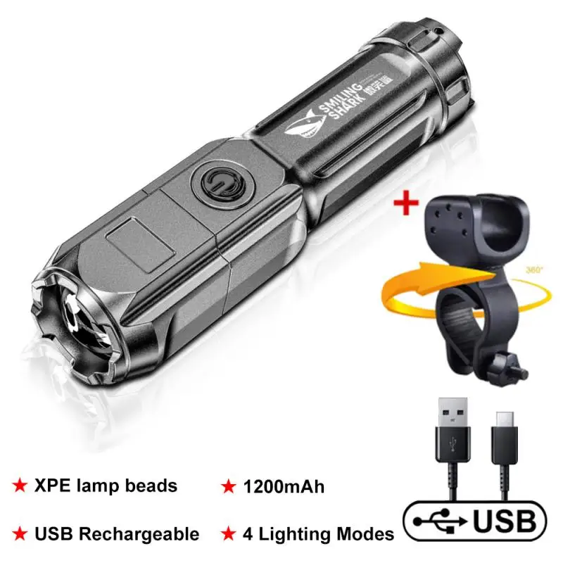 

Portable Flashlight Strong Light High-power Rechargeable Zoom Highlight Tactical Flashlight Outdoor Bike LED Luminous Flashlight