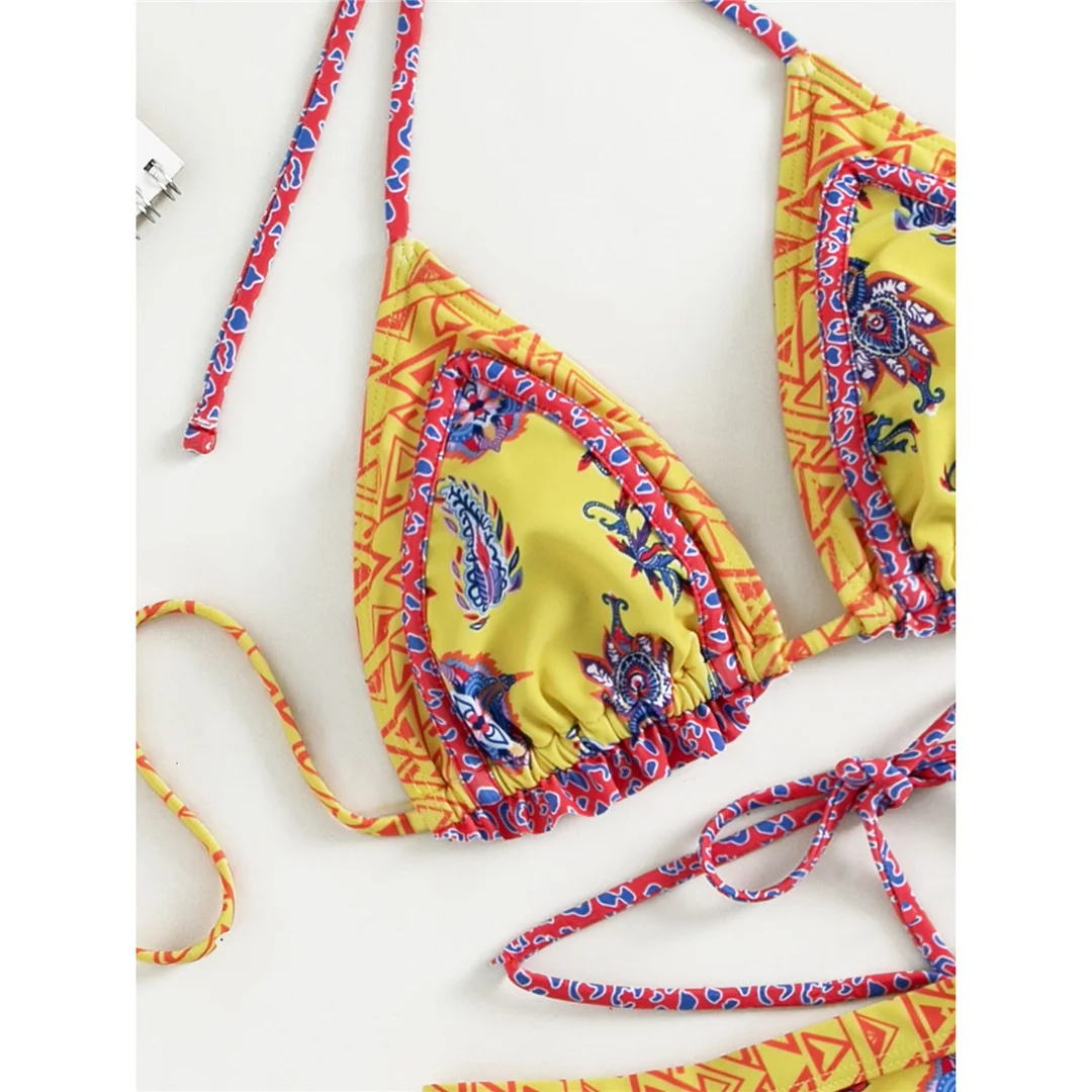 5 Farben, sexy, bedruckter Bikini mit Rüschen, Damen-Badebekleidung, zweiteiliger Bikini, Badeanzug, Badebekleidung, Modell V4651. – Detail 16