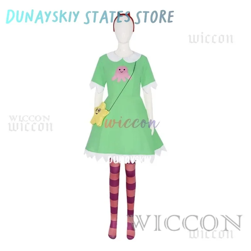 

asdh8@Anime Star Butterfly Cosplay Star Butterfly Star vs. the Forces of Evil Green Dress Wig Headwear Socks Halloween Fancy Cos