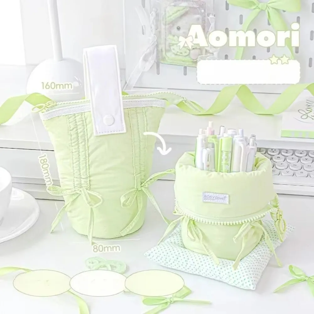 

Портативный пенал в японском стиле, мягкий хлопковый пенал, дизайн с балетным бантом, легкий органайзер для канцелярских принадлежностей