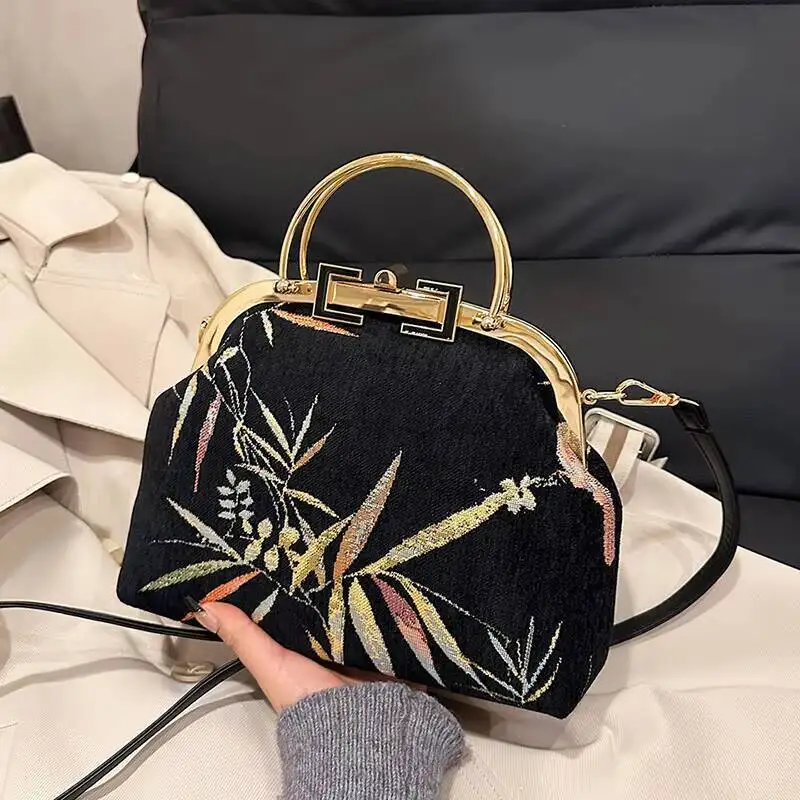 

Новая модная сумка-клатч из парчи с регулируемым красным ремешком, женская традиционная сумка для вечеринок, ретро-стиль, для путешествий, повседневная сумка через плечо