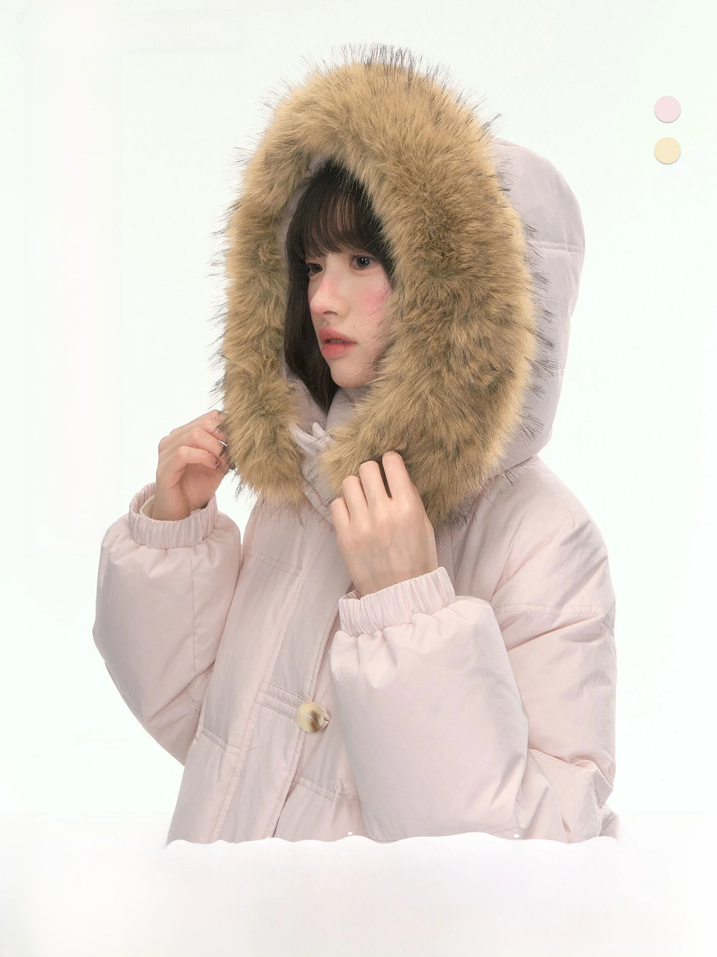 

Canstore Girls' Long down Jaet 90% White Du down Fur Collar Mid-Length Winter Coat Commute Sle Removable Hood