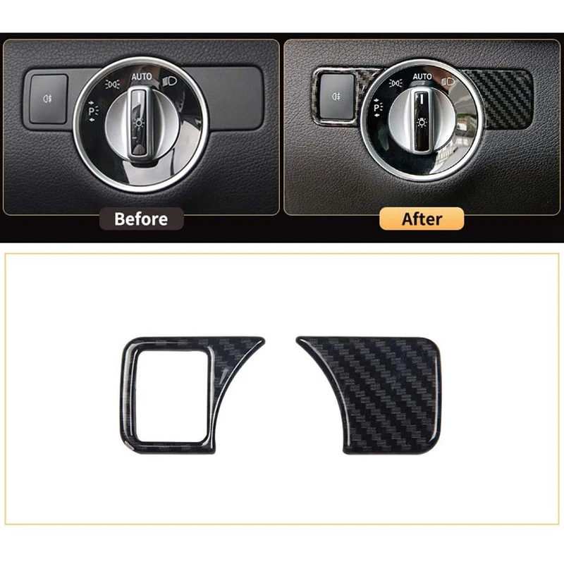 Carbon Fiber head light lamp Switch Cover Sticker, Auto Parts Interior,for Benz GL GLS X166 GLE W166 AMG W176 W246 CLA