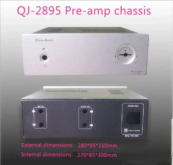 เครื่องขยายเสียงกรณี 280*95*310 มม.QJ-2895 ขนาดเล็ก preamp แชสซี/อลูมิเนียมเหล็กผสมเครื่องขยายเสียงแชสซี/AMP กรณี DIY กล่อง