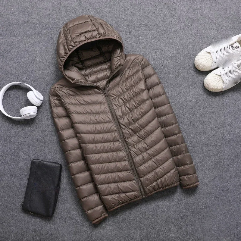 Men Ultra-light Thin Down Jacket Autumn Winter Slim Short Hooded Warm White Duck Down Coat Men's Outerwear Ropa De Hombre Coats