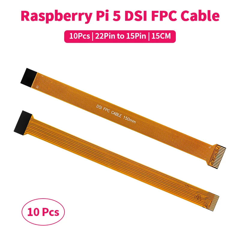 10 Pcs Raspberry Pi 5 DSI FPC Cable 22Pin to 15Pin Flexible Flat Cable Connection Line for Raspberry Pi 5 RPI 5 DSI Screen