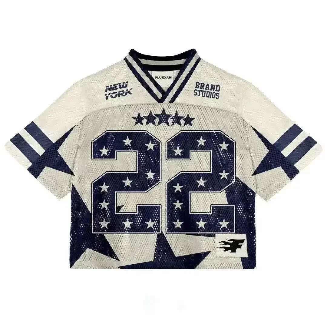 Y2K American T-shirt Harajuku Hip Hop Fashion Football Jersey Streetwear Vintage Casual Breathable Splicing Loose Short Sleeve image 2