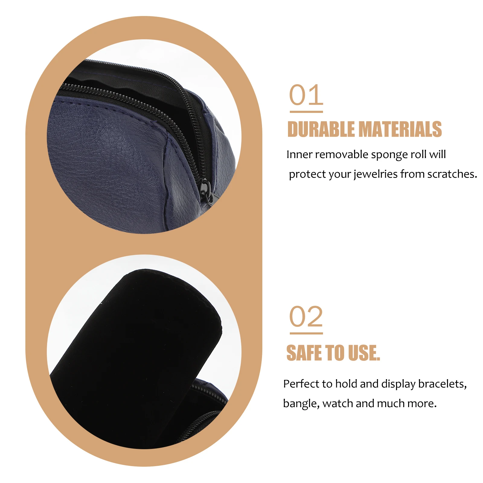 

Pu Bracelet Display Bag Bangle Storage Pouch Jewelry Organizer Holder Removable Sponge Roll Scratch Resistant Travel