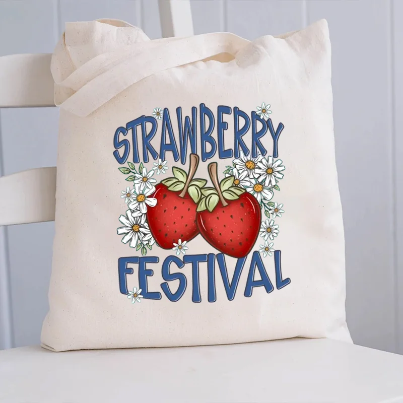 Women S Unisex Handbag Compatible for Strawberry Festival Spacious Casual Tote with Color Everyday Bag for Women Shopping