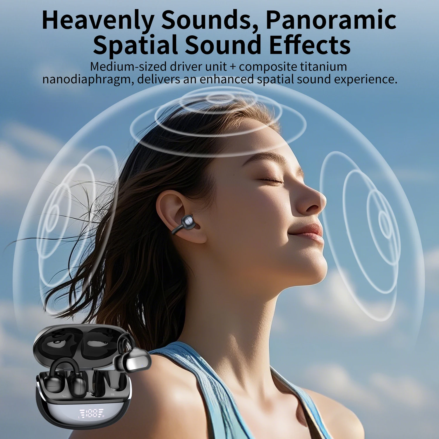 الأصلي الأذن كليب R9 سماعات بلوتوث شاشة ديجيتال سماعات ENC سماعات إلغاء الضوضاء سماعة رأس لاسلكية مع هيئة التصنيع العسكري