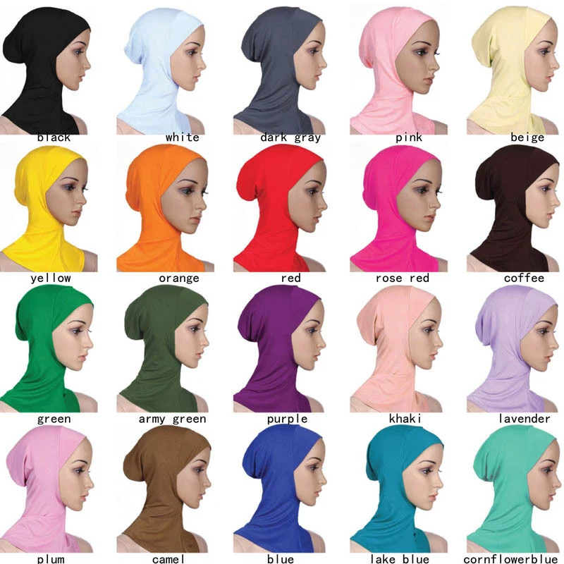 Muslim Underscarf Women Modal Hijab Cap Adjustable Muslim Stretchy Turban Full Cover Shawl Cap Full Neck Coverage for Lady