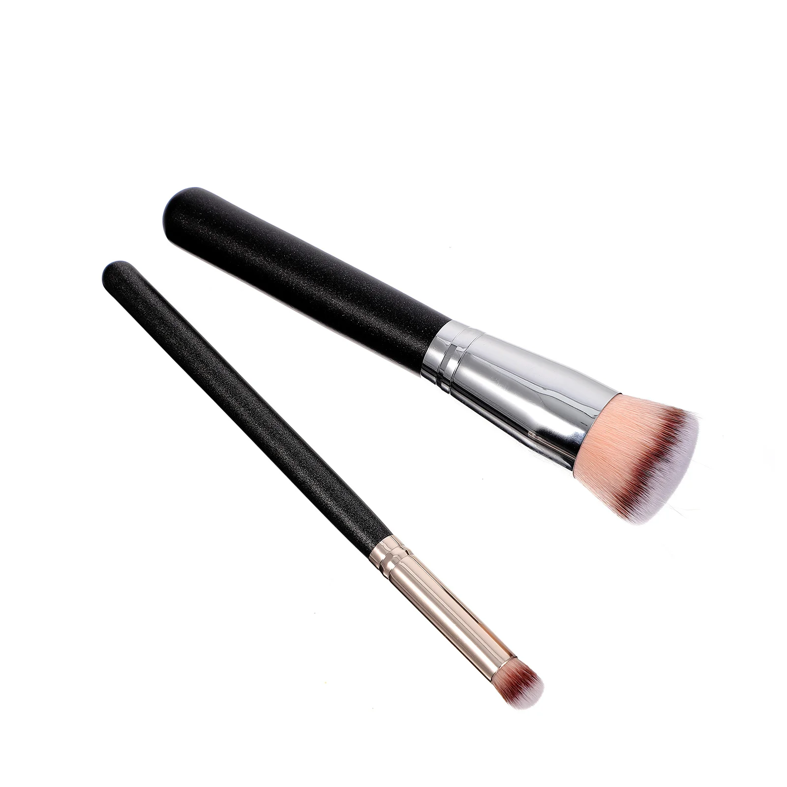 Pinceau de fond de teint, 2 pièces, poils synthétiques doux pour l'auto-bronzage et le mélange des zones du visage, usage quotidien professionnel