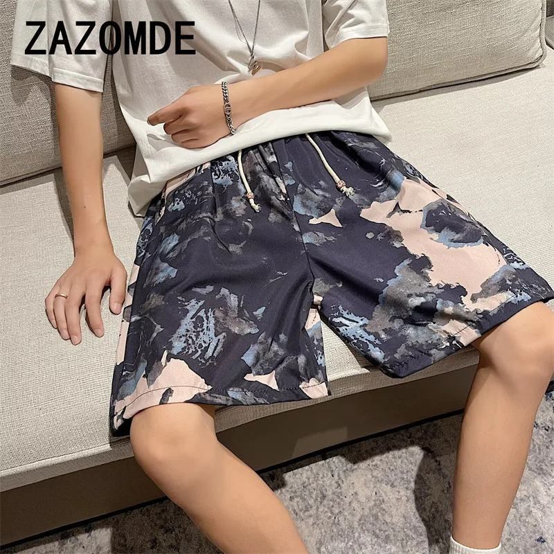 Zazomde กางเกงขาสั้นบางเฉียบแห้งเร็วสำหรับผู้ชายแฟชั่นลำลองพิมพ์ลายบูติก Comfort แฟชั่นระบายอากาศได้ดี