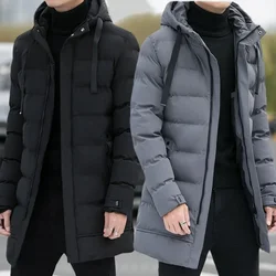 Medium To Long Cotton Coat Hooded 2024 Winter New Workwear Cotton Coat Long Cotton Jacket Winter Coat for Men