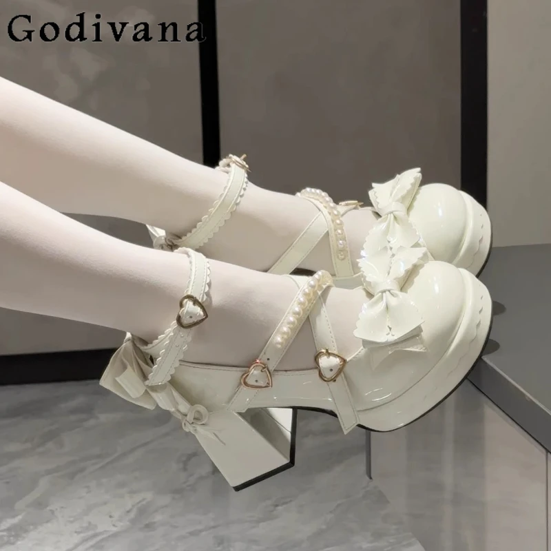 

Original High Heels Japanese Style Shoes Women Versatile Student Cute Lolita Elegant Shoes Girls Summer Sweet Round Toe Shoes