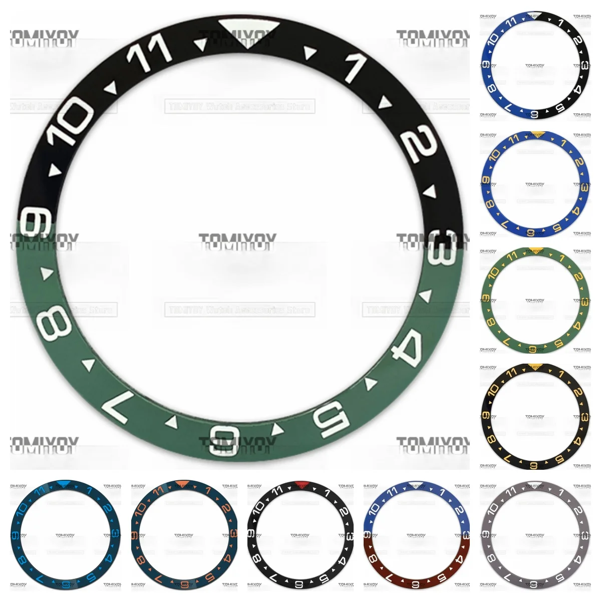 38MM Green Blue Red Black 12H Ceramics flat Bezel Insert Fit For SKX Mechanical Wristwatch