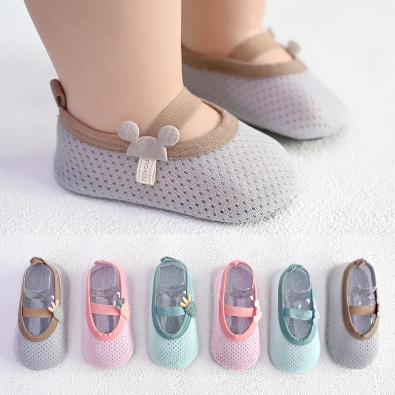 Baby Toddler Shoes Girl Boy Single Layer Breathable Mesh cloth Child Soft Soled Floor Sneaker Newborn  Socks