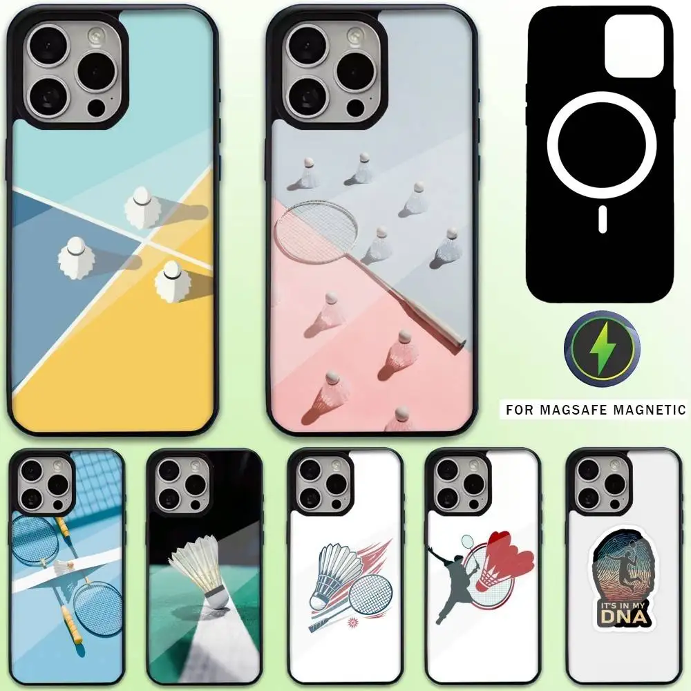 

Sport Badminton Cool Phone Case For iPhone17,16,15,14,13,12,11 Plus,Pro Max Magnetic For Magsafe Wireless Charging