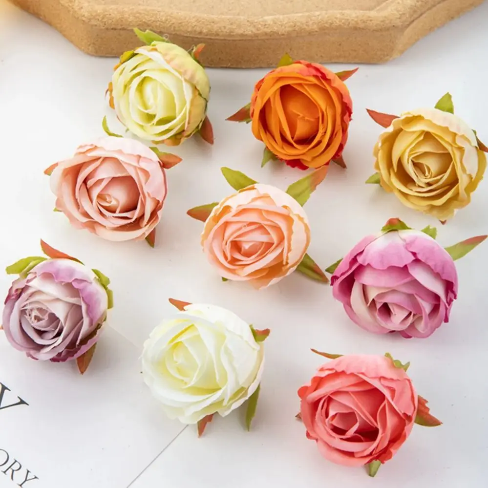 

5/10Pcs Silk Artificial Flower Rose Christmas wreath Festival Party Decor Home Outdoor Garden Wedding Diy gift candy Box hairpin