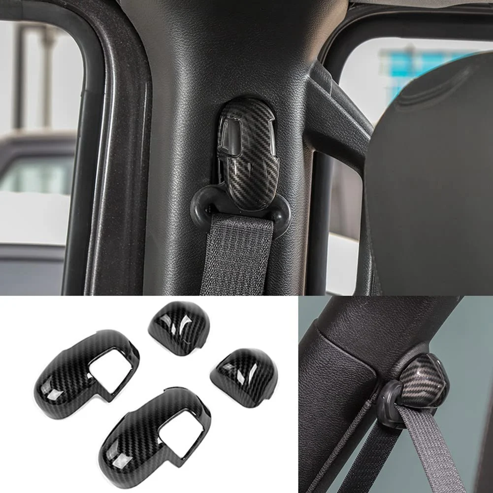 Car B Pillar Seat Safety Belt Buckle Cover Trim Decor for Jeep Wrangler JL JT 2018-2021 Accessories,Carbon Fiber