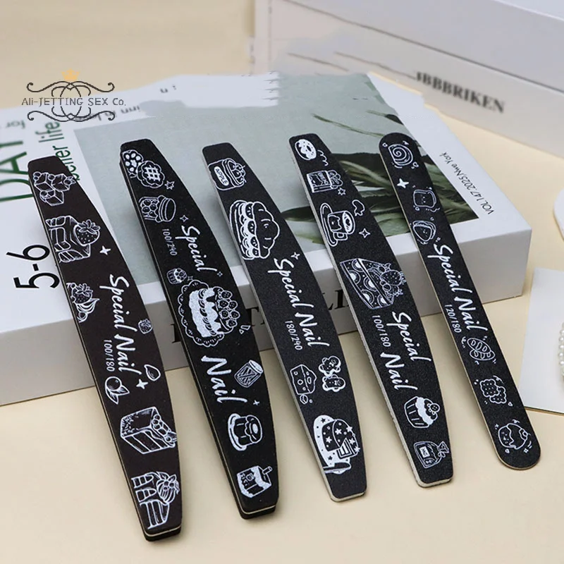 1Pcs High Quality Polishing Tools Black Nail Files For Manicure Sanding Double Sided Nail File 100-240Grit Nail Art Care Tools