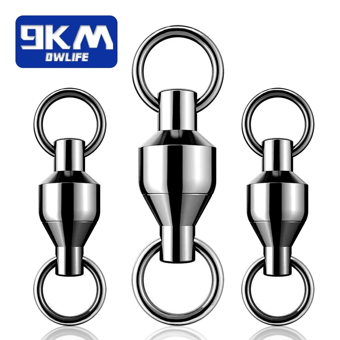 9KM Giratorios de bolas pesca negro – Acero inoxidable anillo sólido - imagen 2