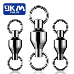9KM 10Pcs Fishing Ball Bearing Swivel Black Heavy Duty with Solid Ring Stainless Steel Accessories Connector Tackle