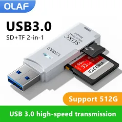 Olaf-lector de tarjetas USB 2 en 1, adaptador de tarjeta de memoria 2 en 1, USB 3,0/2,0 a Sd, Micro Sd, Tf, accesorios para PC y portátil, lector de tarjetas de unidad Flash