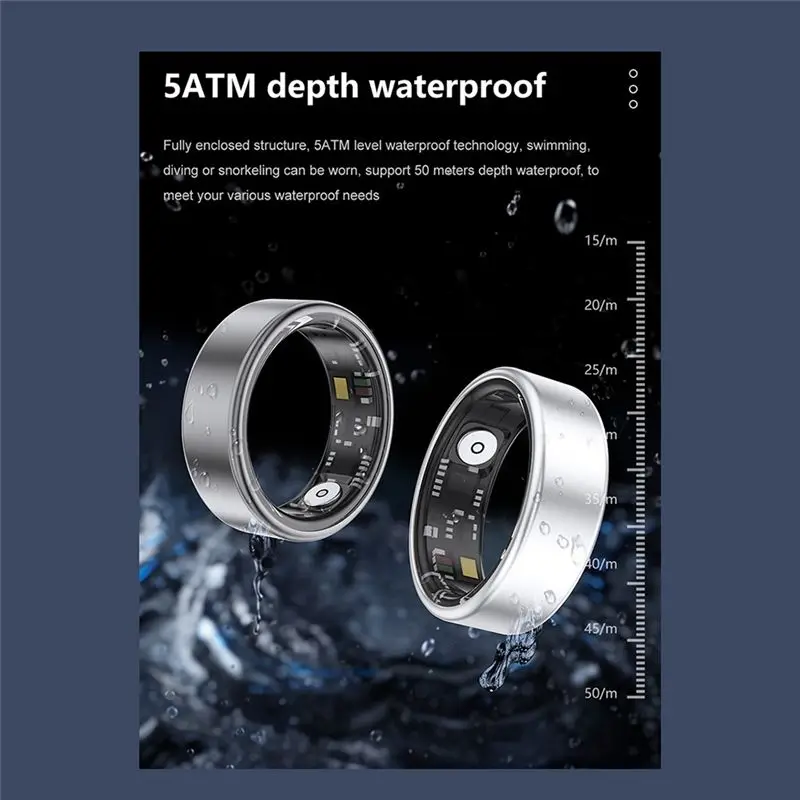 ABZZ-SR06 Smart Ring, Health Monitor, Heart Rate Sleep Monitor 5ATM Waterproof