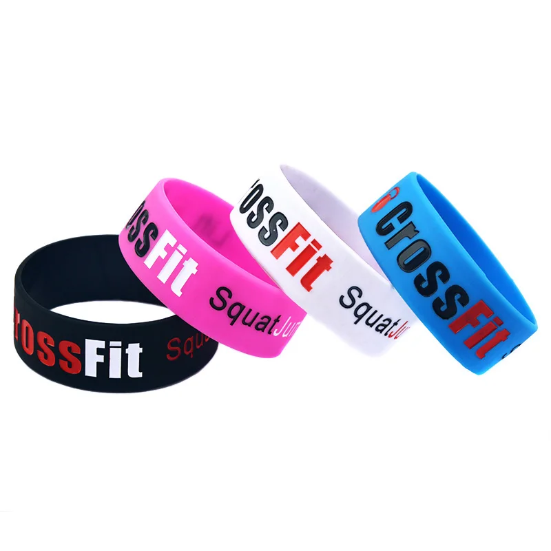 25 Pcs Squat Jump Climb Throw Lift CrossFit Silicone Rubber Wristband 1 Inch Wide Trendy Fitness Bangle
