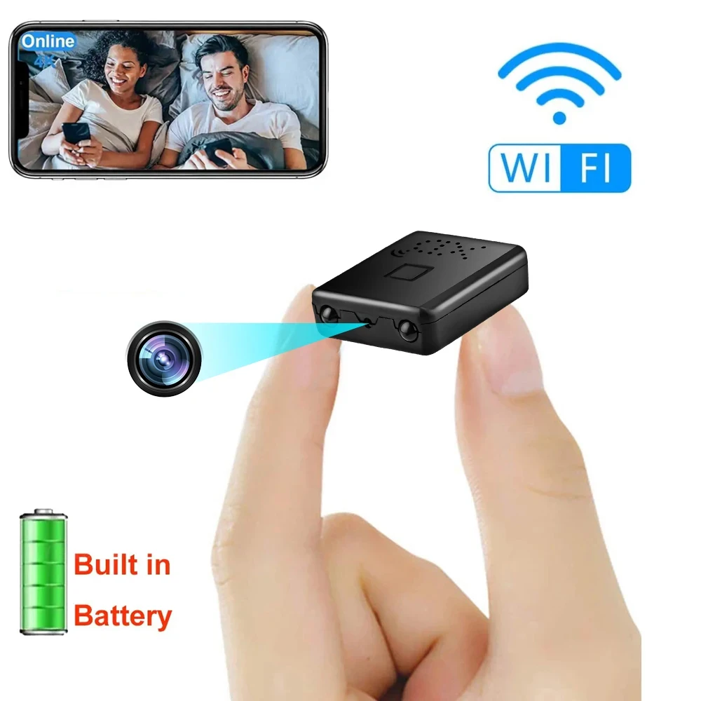 Wifi Mini Camera 1080P Baby Monitor Surveillance Cam BuiltIn Battery with Night Vision Motion Detection for Security Hidden Card