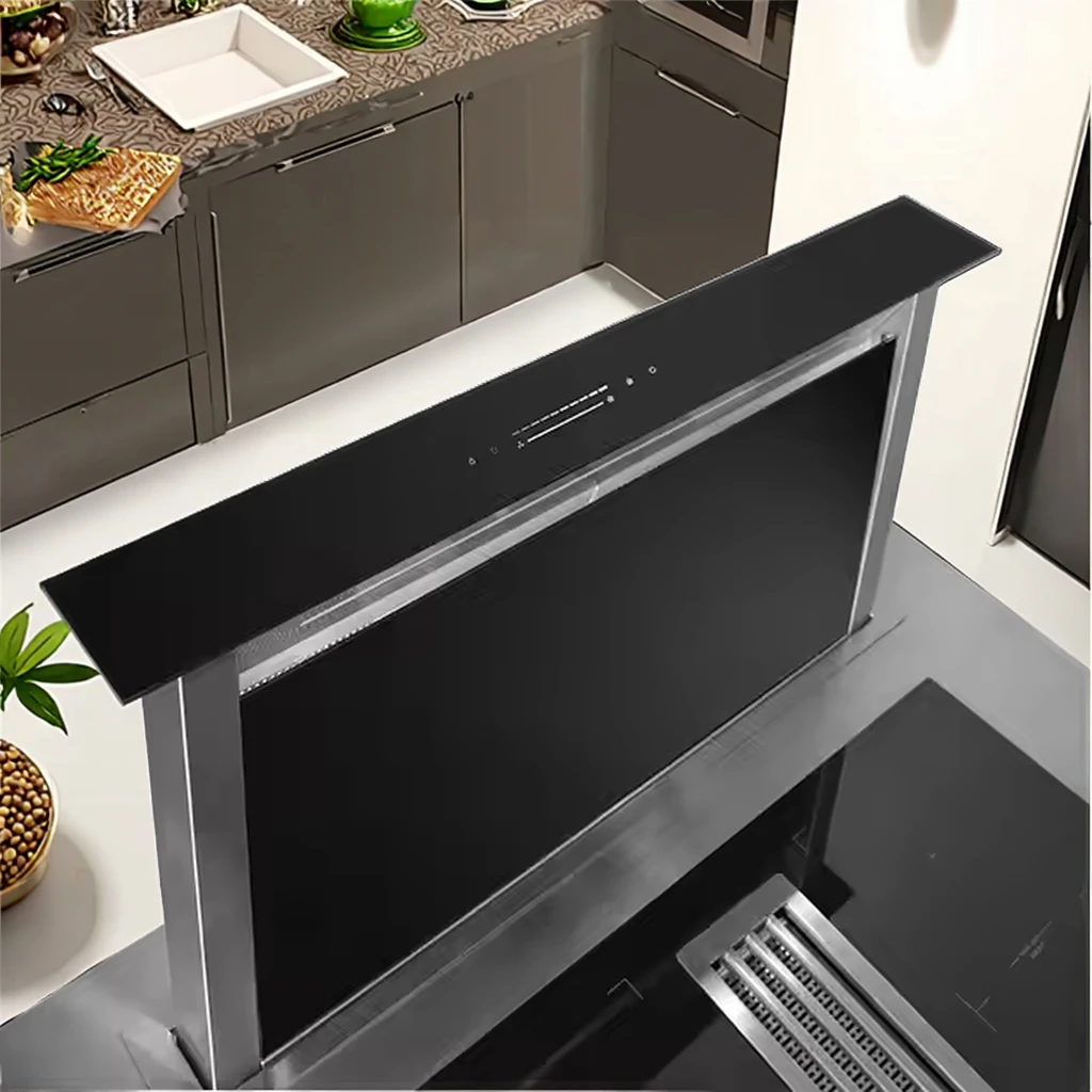 

Electric Stainless Steel Range Hood LED 600mm Slide-Out Downdraft Ventilated Cooker Hood For Household Hotel Desktop Design